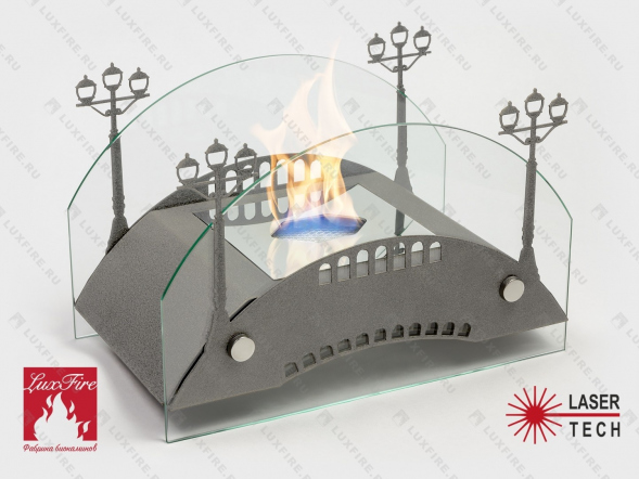 Настольный биокамин Lux Fire &amp;quot;Пушкинский мост&amp;quot; S (серебро)