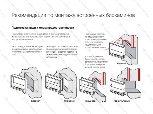 Встроенный биокамин Lux Fire Фронтальный 440 S